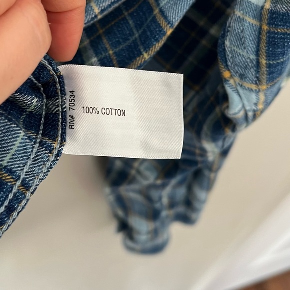 Orvis Blue Plaid Washed Indigo Active Fit Button Down Shirt Size XL - Picture 3 of 10